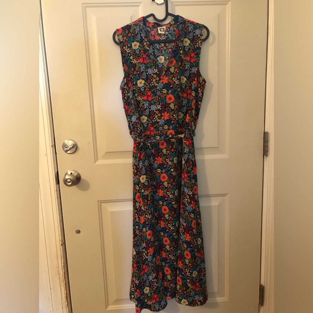 Ann Klein Black Floral Maxi Dress size 8